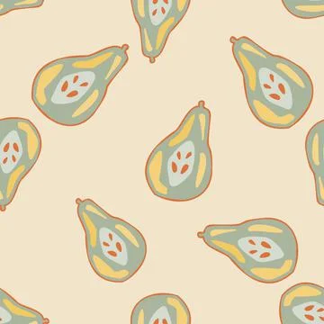 Pears of seamless pattern. Hand drawn background fruit. Stock Illustration