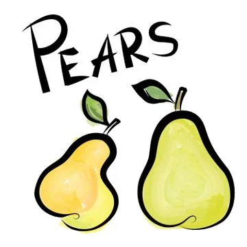 Pears sign isolated. Pear fruit tag. Fresh farm product label design Stock Illustration