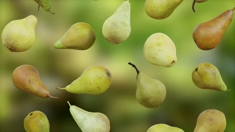 Pears slowly Tumbling in a Loop Stock Footage 110820006
