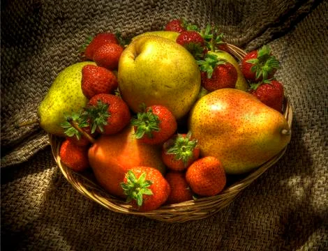 Pears &amp; strawberries Stock Photos