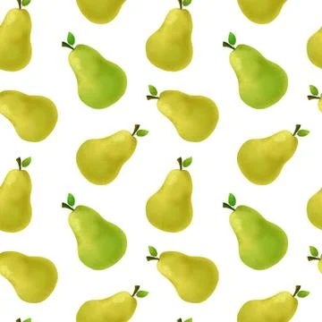Pears on a white background. Seamless pattern Illustrazione stock