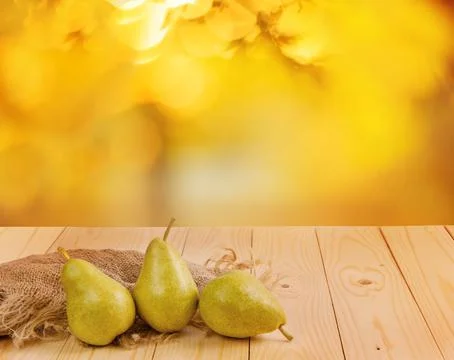 Pears on the wooden table Stock Photos