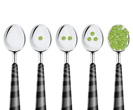 Peas and spoons Foto stock