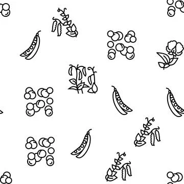 Peas Beans Vegetable Vector Seamless Pattern Stock Illustration