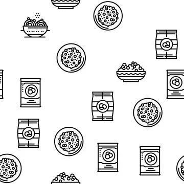 Peas Beans Vegetable Vector Seamless Pattern Stock Illustration