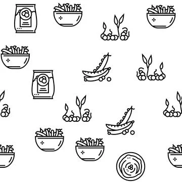 Peas Beans Vegetable Vector Seamless Pattern Stock Illustration