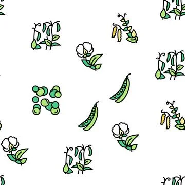 Peas Beans Vegetable Vector Seamless Pattern Stock Illustration