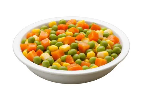 Peas, carrots, corn, with clipping path Stock Photos