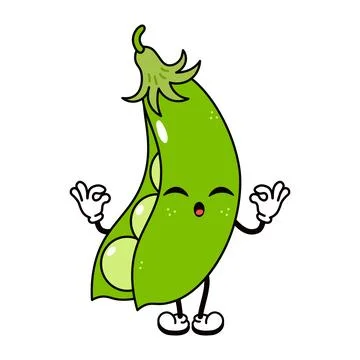 Peas doing yoga character. Vector hand drawn traditional cartoon vintage, r.. Illustrazione stock