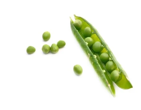 Peas on open pod Stock-Fotos