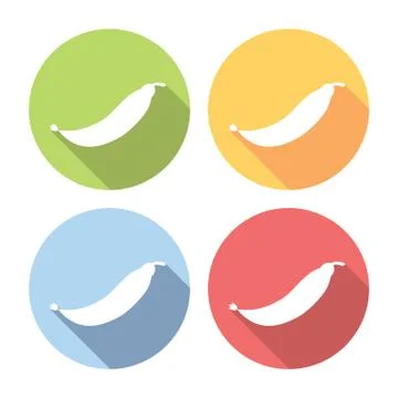 Peas Pod Flat Icons Set Stock Illustration