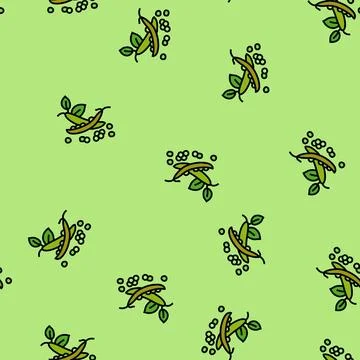 Peas pod seed grain vector seamless pattern Illustrazione stock