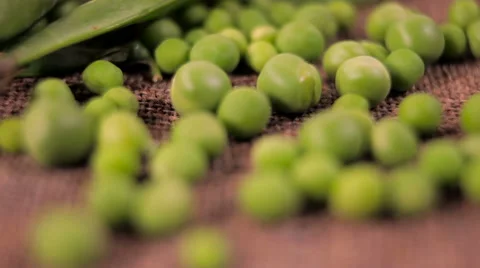 The peas scattered on the old sack Stock Footage 61215230