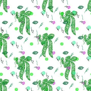 Peas seamless pattern Seamless pattern with green peas on a white backgrou... 스톡 사진