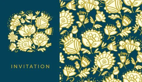 Peasant decorative flower seamless pattern. Stock Illustration