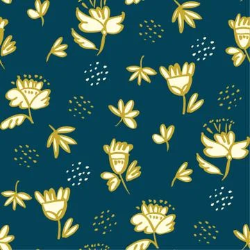 Peasant decorative flower seamless pattern. Stock Illustration
