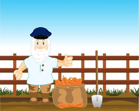 Peasant digs carrot Stock Illustration