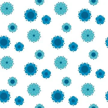 Peasant style simple floral pattern on blue color. naive traditional nostalgi Stockillustratie