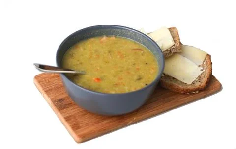 Peasoup with bread Stock Photos