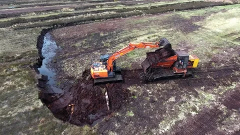 Peat bog extraction Stock-Footage 132578810