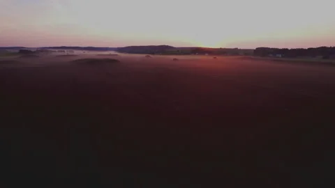 Peat extraction site in fog on sunset. Stock Footage 207706092