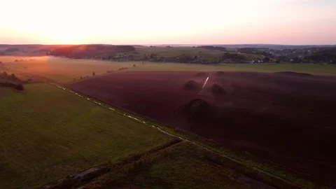 Peat extraction site in fog on sunset. Stock Footage 207776522