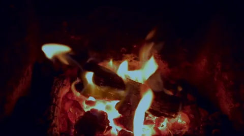 Peat Fire in Fireplace - Close Up Stock Footage 49506423