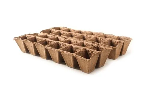 Peat forms for growing seedlings Stock Photos