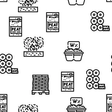 Peat Fuel Production Vector Seamless Pattern Stockillustratie