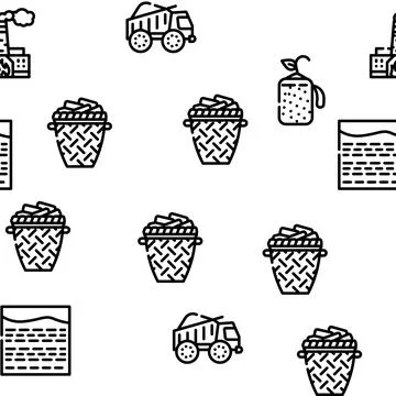 Peat Fuel Production Vector Seamless Pattern Illustrazione stock