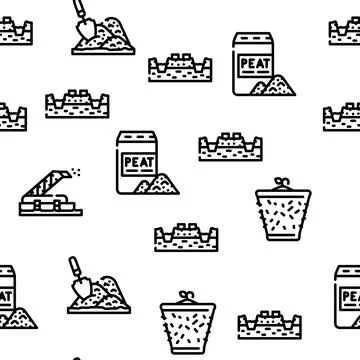 Peat Fuel Production Vector Seamless Pattern Illustrazione stock