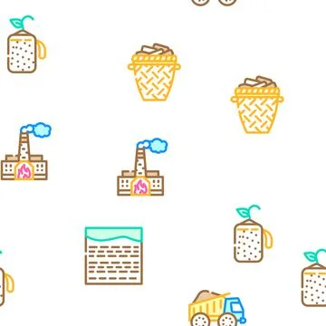 Peat Fuel Production Vector Seamless Pattern 스톡 일러스트