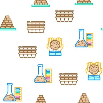 Peat Fuel Production Vector Seamless Pattern Stock Illustration
