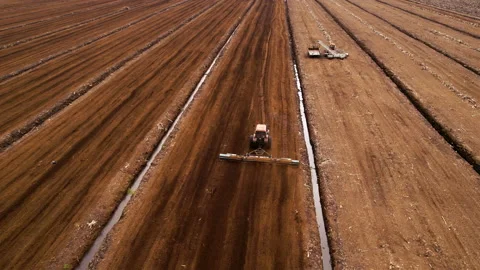 Peat Harvester Tractor on Collecting Extracting Peat. Video stock 167044589