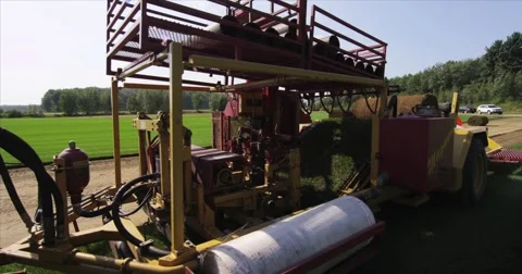 Peat moss cutting machine large format - red Epic Stock-Footage 41930789