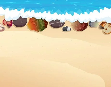 Pebble and seashells on the sand Stock Illustration