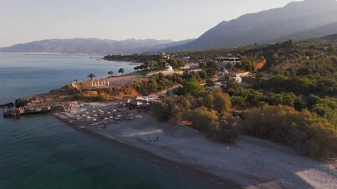 Pebble Beach and Olive Groves, Greece Stock Footage 344048510