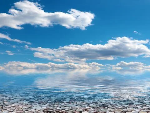 Pebble beach and sky 스톡 사진