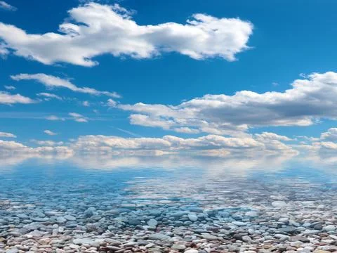 Pebble beach and sky 写真素材