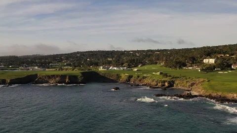 Pebble Beach Arial Stock Footage 124498805