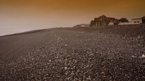 Pebble Beach Berck-sur-Mer Coastline Static Stock Footage 325777512