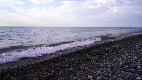 Pebble beach of the black sea Video stock 162098051