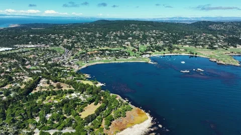 Pebble Beach in a Cinematic Flyover 02 Stock Footage 298312790
