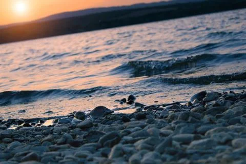 Pebble beach - diagonal composition Stock Photos