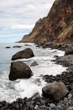 Pebble beach of Madeira Stock Photos
