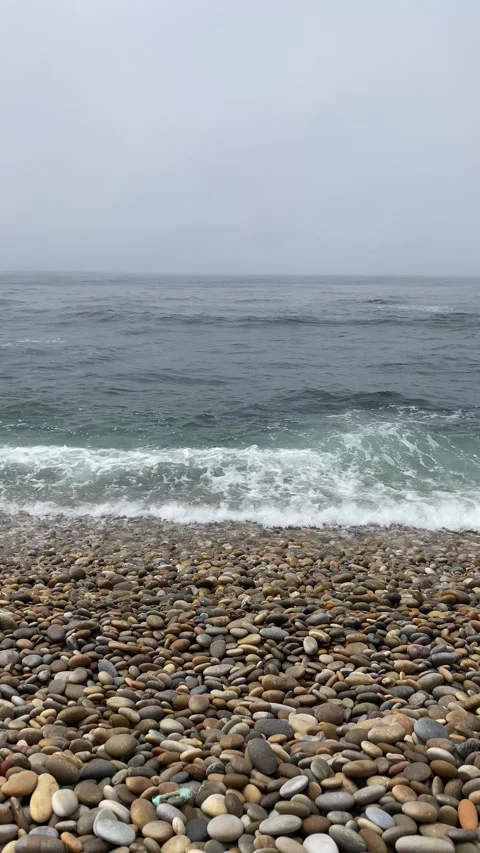 Pebble Beach by the Ocean with Rolling Stones 🌊 – Serene Seaside Landscape 動画素材 311110075