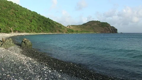 Pebble beach on St. John, USVI Stock Footage 72571434
