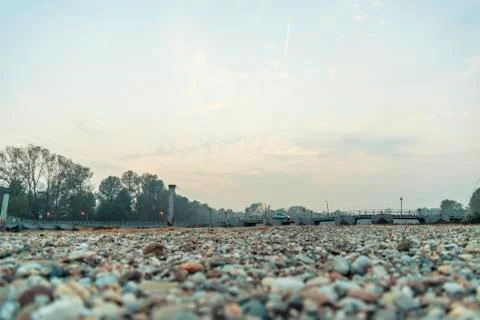 Pebble beach by the Ticino River Stock Photos