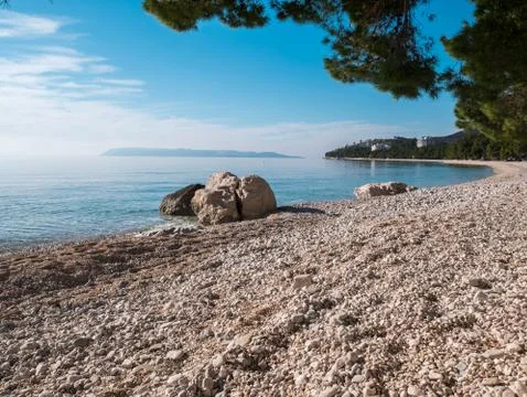Pebble beach in Tucepi 库存照片
