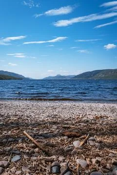 Pebble beach view of Loch Ness Stock Photos